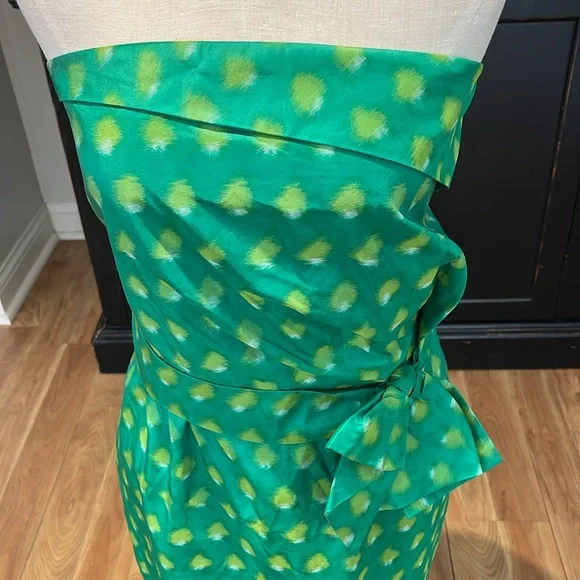 Kate Spade Kelly green strapless silk dress New York peacock way Kay 12 - Picture 3 of 14